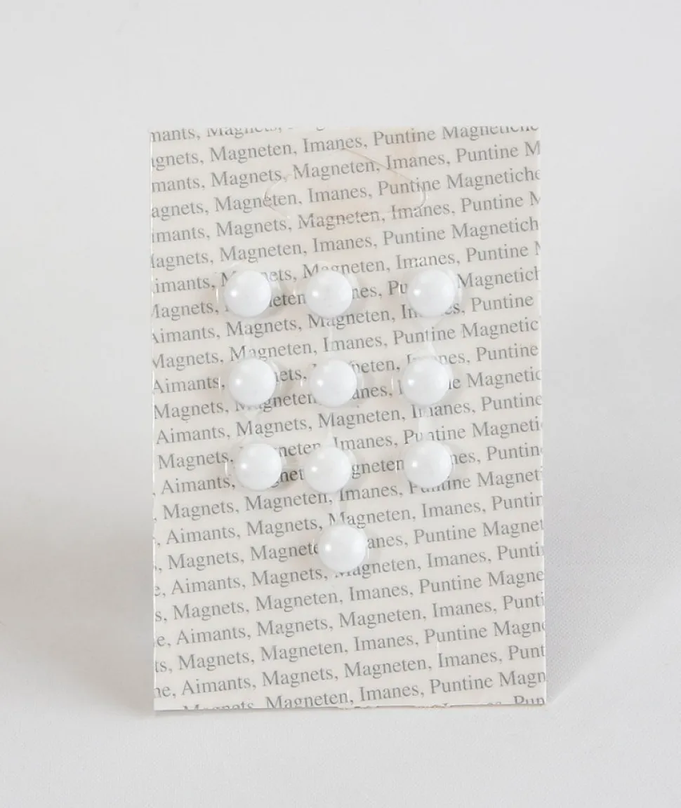 10 aimants ronds coloris blanc Ø.9 x l.6 mm