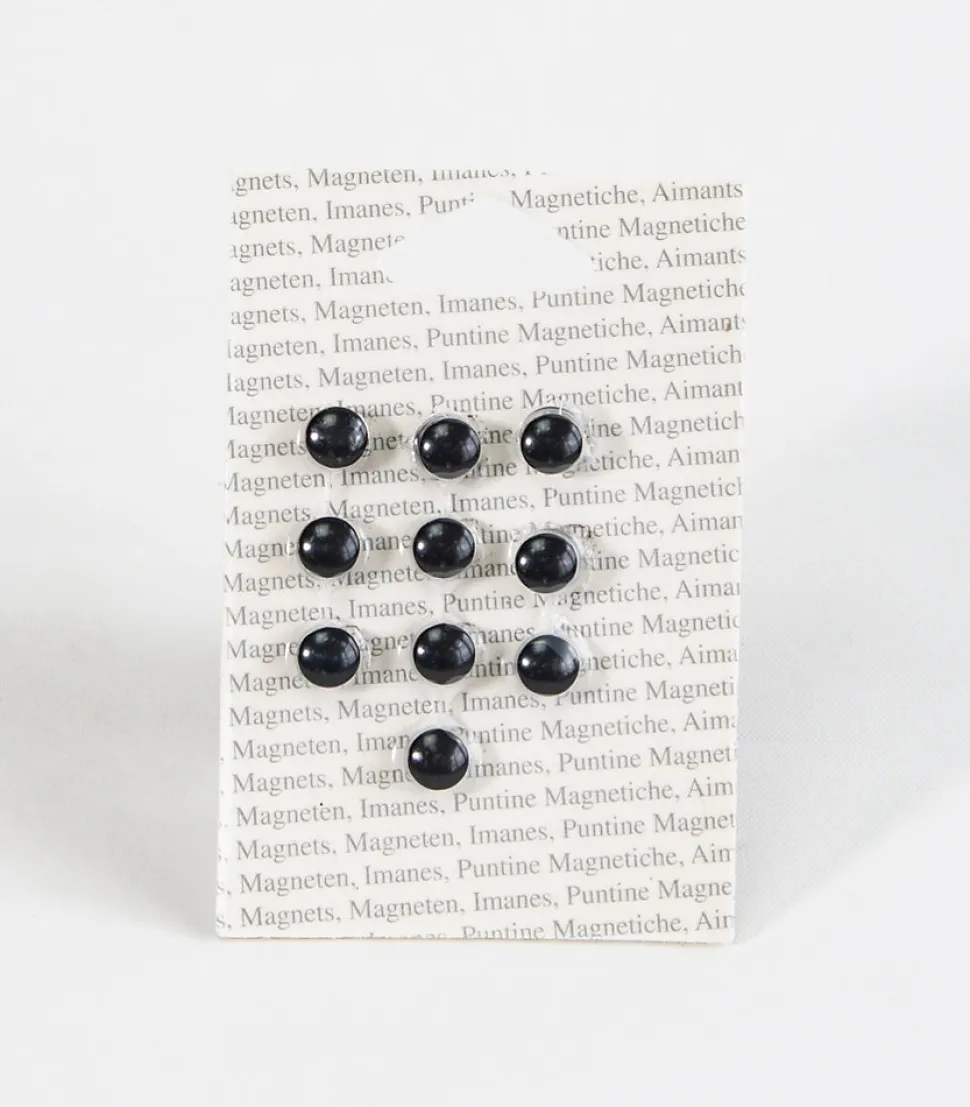10 aimants ronds coloris noir Ø.9 x l.6 mm