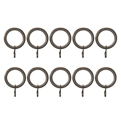 10 anneaux et crochets tringle à rideau silencieux Kozani métal marron Ø16/19mm GoodHome