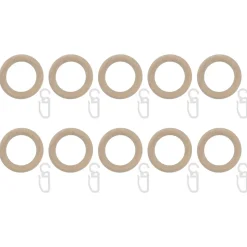 10 anneaux et crochets tringle à rideau Symi frêne beige Ø28mm GoodHome