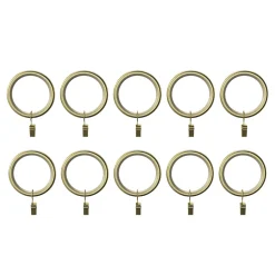 10 anneaux silencieux et crochets à clips pour tringle à rideau en métal doré Ø25/28 mm, GoodHome Elasa