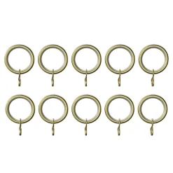 10 anneaux silencieux et crochets pour tringle à rideau métal doré Ø25/28 mm, GoodHome Elasa