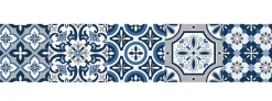 6 bandes adhésives motif Azulejos L.4,8 x H.195 x l.0,4cm - bleu et gris