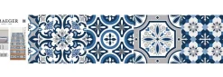 6 bandes adhésives motif Azulejos L.4,8 x H.195 x l.0,4cm - bleu et gris