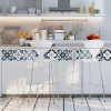 6 bandes adhésives motif Azulejos L.4,8 x H.195 x l.0,4cm - bleu et noir