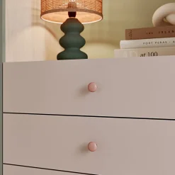 4 boutons de meuble ronds en porcelaine et métal rose Ø.3 cm GoodHome Edern