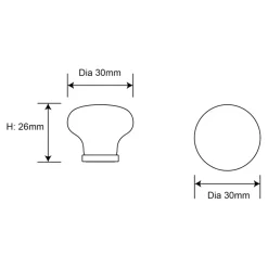 4 boutons de meuble ronds en porcelaine et métal rose Ø.3 cm GoodHome Edern