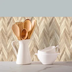 8 carreaux adhésifs décoratifs Vinyl Way 3D aspect chevrons en bois L.20 x L.20 cm x ep.1,3 mm Dada Art
