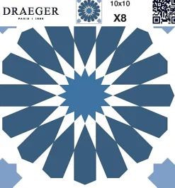8 carreaux adhésifs motif Azulejos bleu L.10 x H.10 x l.0,4cm