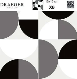 6 carreaux adhésifs motif demi cercle L.15 x H.15 x l.0,4cm