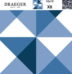 8 carreaux adhésifs motif géométrique bleu L.10 x H.10 x l.0,4cm