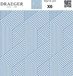 6 carreaux adhésifs motif texture bleu L.15 x H.15 x l.0,4cm