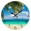 25 cm Moderne Palmiers Pendule Murale, Petit Plage Mer Silencieuse Bois Horloge pour la Cuisine/Chambre/Le Salon/Salle de Bain