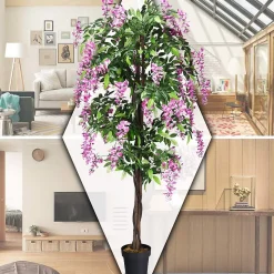180 cm Plante Artificielle en Pot Art Faux Bonsaï Décoration en Plastique Simulation Décorations Paysager Wistera
