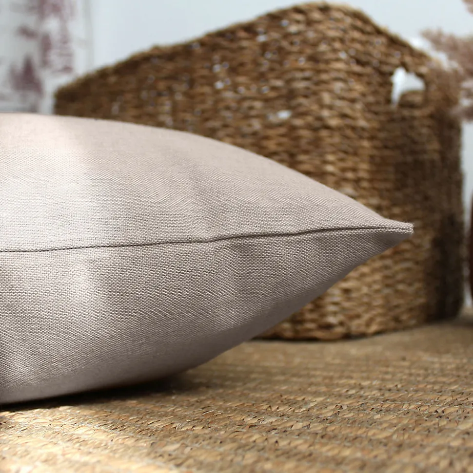 2 Coussins décoratif carré, déhoussable, Sable, Aspect Chiné, Collection Dune, CMADECO