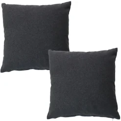 2 Coussins décoratifs carré, déhoussable, Gris Foncé, Aspect Chiné, Collection Dune, CMADECO