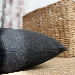 2 Coussins décoratifs carré, déhoussable, Gris Foncé, Aspect Chiné, Collection Dune, CMADECO
