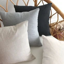 2 Coussins décoratifs carré, déhoussable, Gris Foncé, Aspect Chiné, Collection Dune, CMADECO