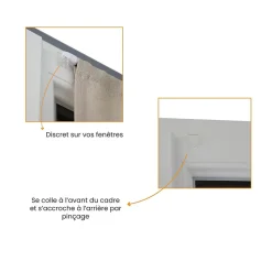 4 Crochets autocollants, pour Tringle à Rideaux et Voilage, Fixation sur Fenêtre, Sans Perçage