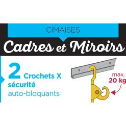 2 crochets cimaise de sécurité autobloquant