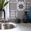 6 dalles adhésive murales Wall Tiles D-C-Fix Nadia effet carreaux de ciment bleu, gris, blanc L.15 x l.15cm
