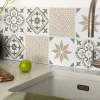 6 dalles adhésive murales Wall Tiles D-C-Fix Nadia effet carreaux de ciment vert, beige, blanc L.15 x l.15cm