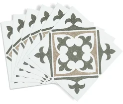 6 dalles adhésive murales Wall Tiles D-C-Fix Nadia effet carreaux de ciment vert, beige, blanc L.15 x l.15cm