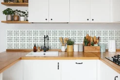 6 dalles adhésive murales Wall Tiles D-C-Fix Nadia effet carreaux de ciment vert, beige, blanc L.15 x l.15cm