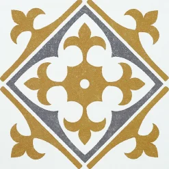 6 dalles adhésive murales Wall Tiles D-C-Fix Nadia effet carreaux de ciment jaune, gris, blanc L.15 x l.15cm