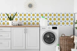 6 dalles adhésive murales Wall Tiles D-C-Fix Alia effet carreaux de ciment jaune, gris, blanc L.15 x l.15cm
