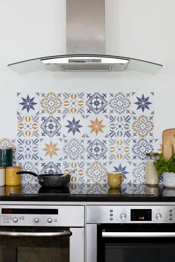6 dalles adhésive murales Wall Tiles D-C-Fix Jamila effet carreaux de ciment beige, gris, blanc L.15 x l.15cm