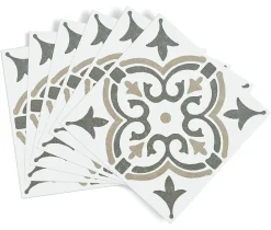 6 dalles adhésive murales Wall Tiles D-C-Fix Jamila effet carreaux de ciment vert, beige, blanc L.15 x l.15cm