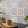 6 dalles adhésive murales Wall Tiles D-C-Fix Jamila effet carreaux de ciment jaune, gris, blanc L.15 x l.15cm