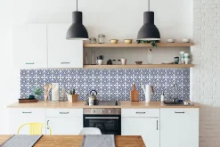 6 dalles adhésives murales Wall Tiles D-C-Fix® Jamila effet carreaux de ciment bleu L.15 x l.15cm