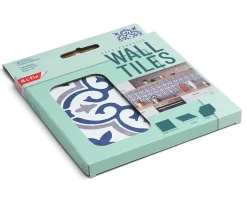 6 dalles adhésives murales Wall Tiles D-C-Fix® Jamila effet carreaux de ciment bleu L.15 x l.15cm