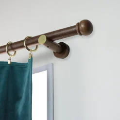 2 embouts anglais pour barre à rideau bois de hêtre chêne foncé Ø2,8cm Mobois