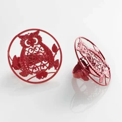 2 Embrasses pince métal Jolie Chouette rouge