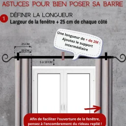 1 KIT EXTENSIBLE COMPOSÉ DE 2 SUPPORTS AVEC VISSERIE ET 2 EMBOUTS CYLINDRE - 120 A  210 CM - DIAMETRE 19 - NOIR BRILLANT