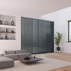 5 lamelles verticales orientables 89mm pour store californien en voile gris anthracite sans chaînette basse H.260cm Madeco