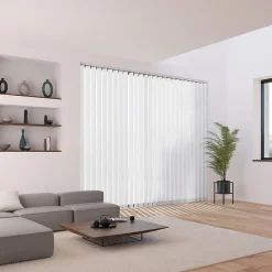 5 lamelles verticales orientables 89mm pour store californien en voile blanc sans chaînette basse H.180cm Madeco