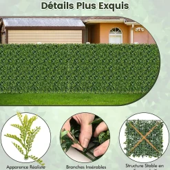 12 Panneaux Plantes Artificielles Muraux 50 X 50 cm Mur Végétal Artificiel pour Intérieur et Extérieur