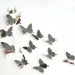 48 Pièces Papillon Miroir Bricolage Combinés Stickers Muraux Papillons 3D Décoration de la Maison