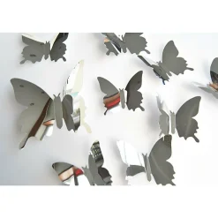 48 Pièces Papillon Miroir Bricolage Combinés Stickers Muraux Papillons 3D Décoration de la Maison