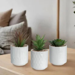 3 plantes artificielles, pot en céramique blanc ∅10 x H.18cm JBY Creation