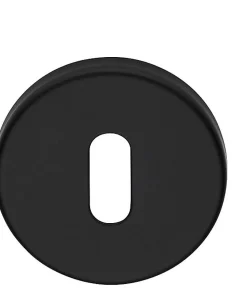 2 Poignée rosace ronde, rosace trou de clé L, noir, Garantie 5 ans, pour porte intérieure.