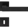2 poignées rosace a clipser 019, Carré 7 mm, rosace trou de clé L, finition noir, pour porte intérieure.