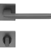 2 poignées rosace carrée A CLIPSER, rosace condamnation, finition gris anthracite garantie 5 ans, pour porte des WC.