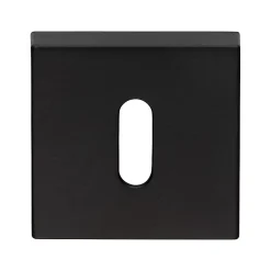 2 poignées rosace carrée A CLIPSER, rosace trou de clé L, finition noir garantie 5 ans, pour porte intérieure.