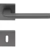 2 poignées rosace carrée A CLIPSER, rosace trou de clé L, finition gris anthracite garantie 5 ans, pour porte intérieure.