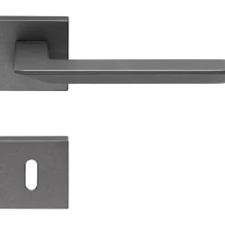 2 poignées rosace carrée A CLIPSER, rosace trou de clé L, finition gris anthracite garantie 5 ans, pour porte intérieure.